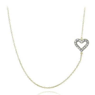 Gold Tone over Silver Diamond Accent Heart Chain Necklace