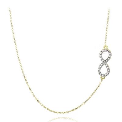 Gold Tone over Silver Diamond Accent Infinity Chain Necklace
