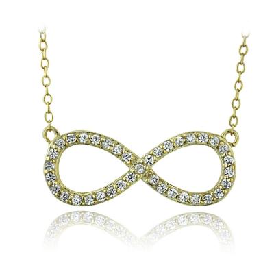 Gold Tone over Sterling Silver CZ Infinity Necklace