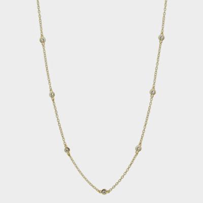 18K Gold Plated CZ Station Chain Necklace