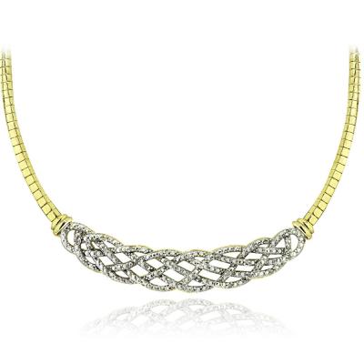Gold Tone 1/4 Ct Diamond Weave Frontal Necklace