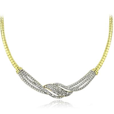 Gold Tone 1/4 Ct Diamond Twist Frontal Necklace