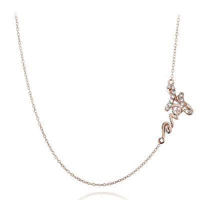 Rose Gold Tone over Sterling Silver Love Chain Necklace