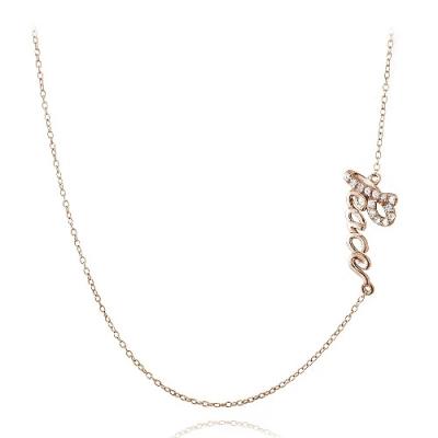 Rose Gold Tone over Sterling Silver CZ Peace Chain Necklace
