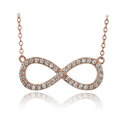 Rose Gold Tone over Sterling Silver CZ Infinity Necklace