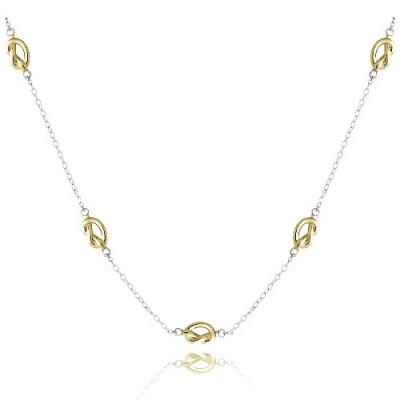 18K Gold over Sterling Silver Two-Tone Polished Love Knot Chain Necklace
