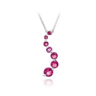 Sterling Silver 1.5ct Created Ruby Journey Necklace