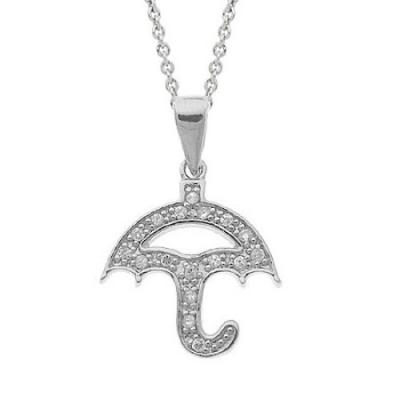 Sterling Silver CZ Umbrella Novelty Pendant