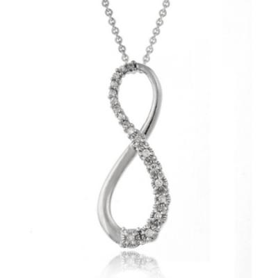 Sterling Silver CZ Infinity Pendant Necklace