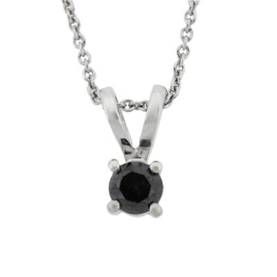 Sterling Silver 1/2 CT Black Diamond  Solitare Stud Pendant