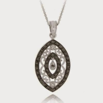 Sterling Silver Black Diamond Accent Filigree Medallion Pendant
