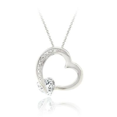 Sterling Silver 1.4ct White Topaz & Diamond Accent Floating Open Heart Necklace
