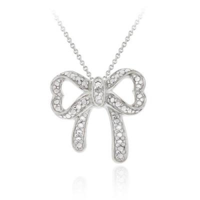 Sterling Silver Diamond Accent Bow Pendant