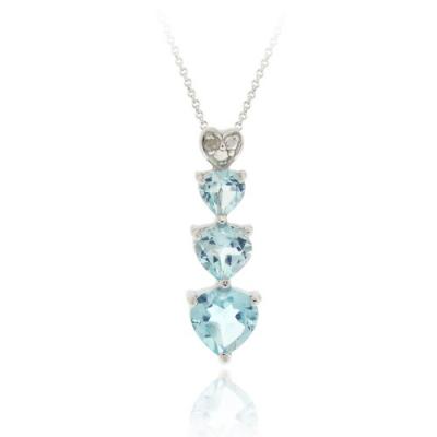 Sterling Silver Blue Topaz & Diamond Accent Heart Journey Pendant