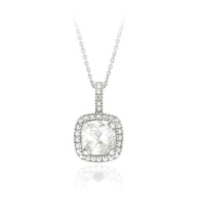 Sterling Silver 3.35ct White Topaz & Diamond Accent Square Necklace