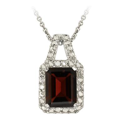 Sterling Silver 2.5ct Garnet and Diamond Accent Necklace