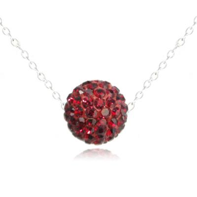 Sterling Silver 10mm Red Crystal Fireball Necklace