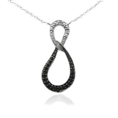 Sterling Silver Black & White Diamond Accent Infinity Necklace