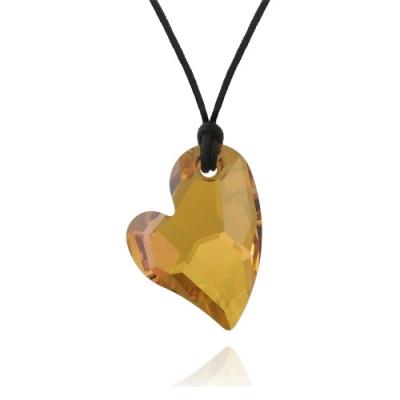 Astral Pink Shadow Swarovski Element Floating Heart Necklace w/ Black 18' Cord Chain