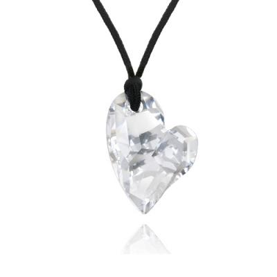 Swarovski Element Floating Heart Necklace w/ Black 18' Cord Chain