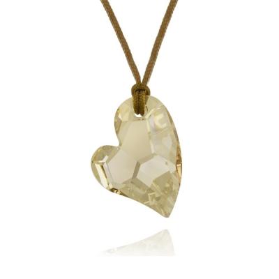 Golden Shadow Swarovski Element Floating Heart Necklace, 18' Cord Chain