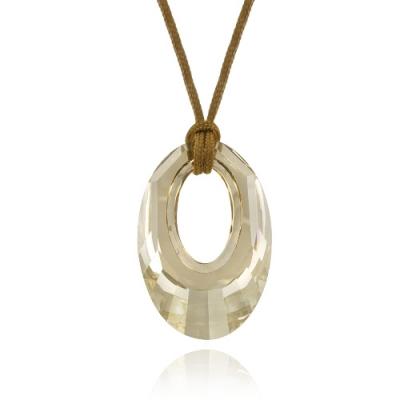 Golden Shadow Swarovski Element Oval Necklace, 18' Cord Chain