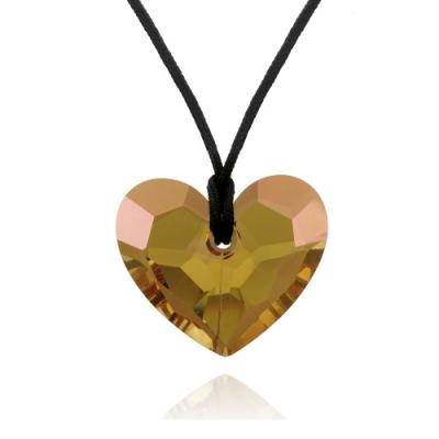 Astral Pink Shadow Swarovski Element Heart Necklace w/ Black 18' Cord Chain
