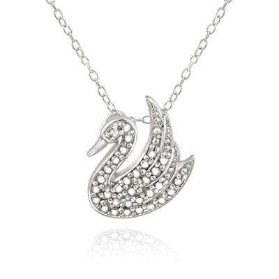 Sterling Silver Diamond Accent Swan Necklace