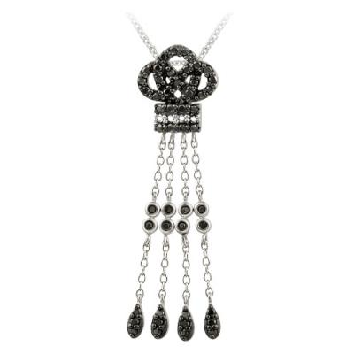 Sterling Silver Black Diamond Accent Chandelier Crown Necklace
