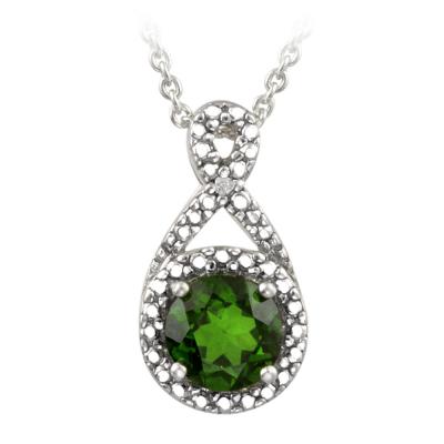 Sterling Silver Chrome Diopside & Diamond Accent Infinity Necklace