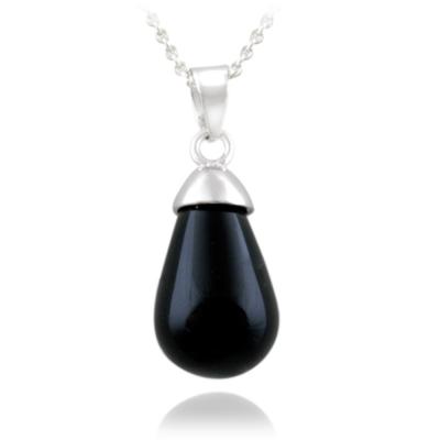 Sterling Silver Onyx Raindrop Necklace