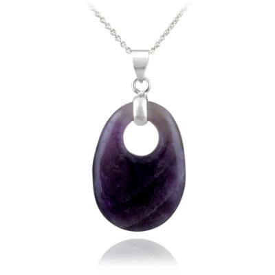 Sterling Silver Dogtooth Amethyst Oval Necklace
