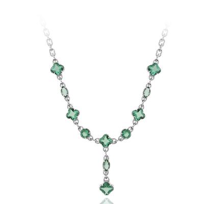 Sterling Silver 31.75ct Carribean Mist CZ Clover Estate Y Necklace