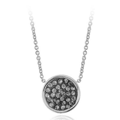 Stainless Steel Gray Crystal Necklace