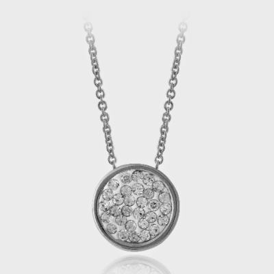 Stainless Steel Crystal Circle Necklace