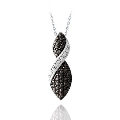Sterling Silver Black Diamond Accent Twist Necklace