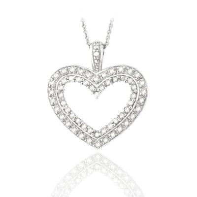 Sterling Silver 1/2ct Diamonds Open Heart Necklace