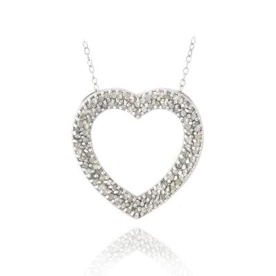 Sterling Silver 1ct Diamonds Open Heart Necklace