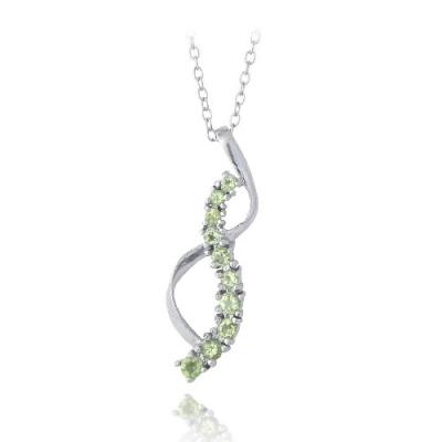 Sterling Silver 1/2ct Peridot Journey Ribbon Necklace