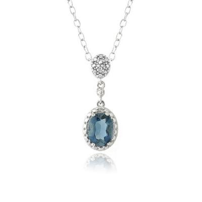 Sterling Silver 1.5ct London Blue Topaz & Diamond Accent Double Oval Necklace