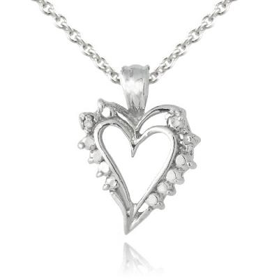 Sterling Silver Diamond Accent Swirl Heart Necklace