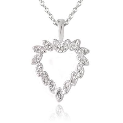 Sterling Silver Diamond Accent Marquise Open Heart Necklace
