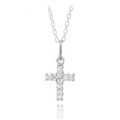 Sterling Silver CZ Cross Novelty Necklace
