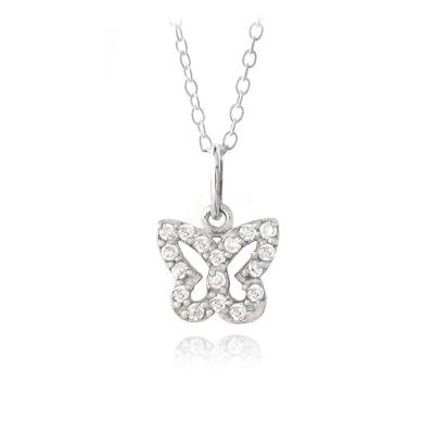 Sterling Silver CZ Butterfly Novelty Necklace