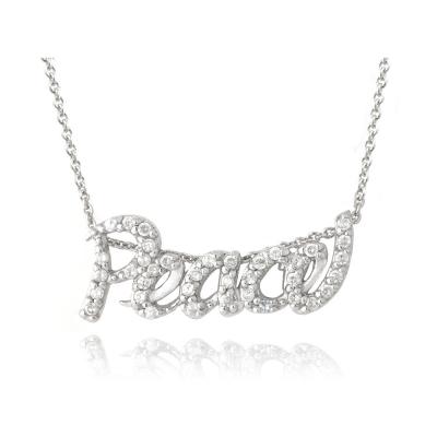 Sterling Silver CZ 'PEACE' Necklace