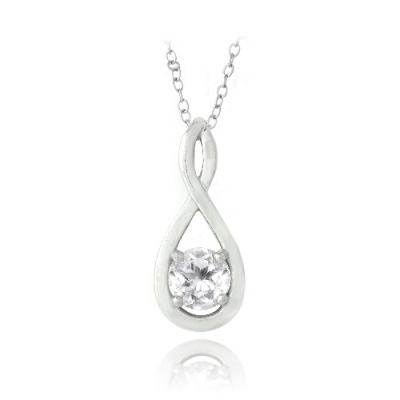 Sterling Silver 1ct White Topaz Infinity Necklace