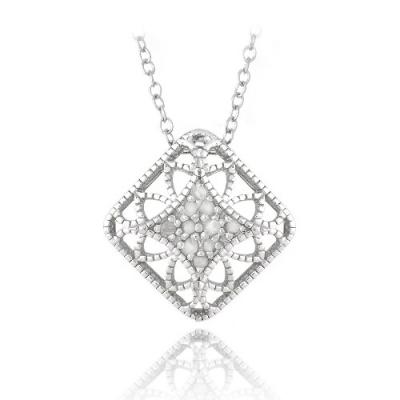 Sterling Silver 1/10ct Diamond Filigree Necklace