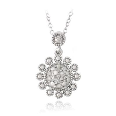 Sterling Silver 1/10ct Diamond Flower Dangle Necklace