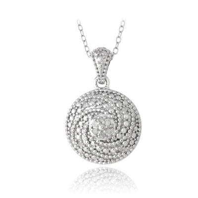 Sterling Silver 1/10ct Diamond Round Spiral Necklace