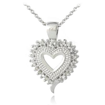 Sterling Silver 1/5ct Diamond Open Heart Necklace